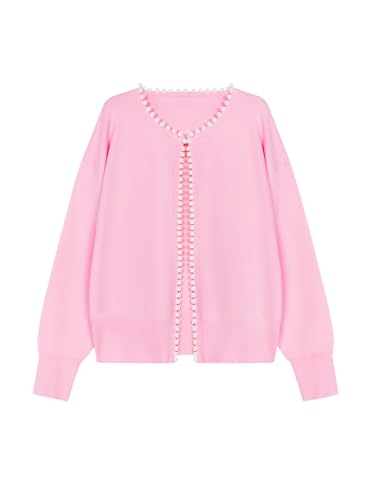 Image of Saodimallsu Womens Fall Open Front Cardigan Sweaters Pearl Long Sleeve Knit Tops Crewneck Dressy Casual Sweater Jacket