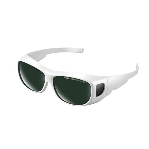 LPSAFP IPL Laser Safety Glasses ANSI Z87.1 Certified - 200-2000nm Protective Goggles for Laser Hair Removal Cosmetology & Medical Aesthetics - UV400 Protection Lightweight Frame (White)