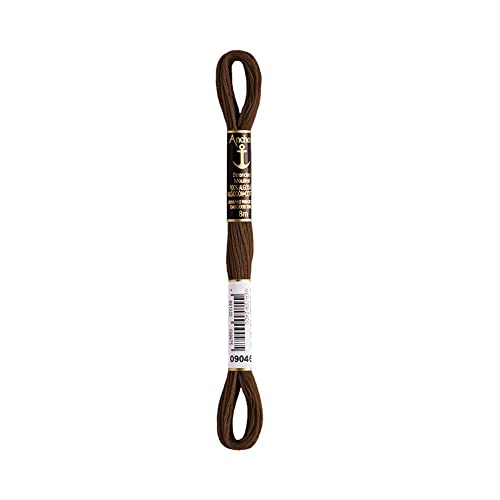 Linha Para Bordar, Anchor Mouline, Marrom 00360, Coats Corrente, Cartela com 3 Meadas de 8 m Cada