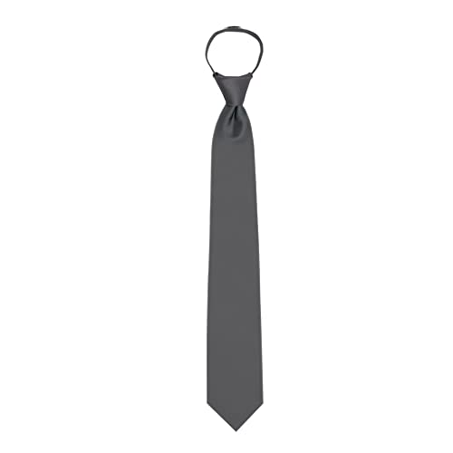 Jacob Alexander Men's Pretied Solid Color Zipper Tie - Charcoal