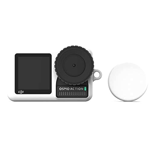 Image of Action Pro Silicone Rubber Case + Lens Protective Cap Cover Compatible with DJI OSMO Action Sports Camera (Transparent)