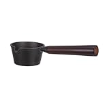 Mipcase Olla Pequeña de Hierro Fundido con Vertedor Mini Sartén para Freír Huevos y Derretir Mantequilla con Mango de Madera para Cocinas Pequeñas y Estufas de Leña Uso Versátil Hogar y