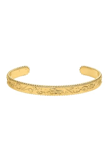 Purelei Vintage Love Armreif wasserfest & verstellbar | Strukturierter Armreif mit Aloha-Muster aus Edelstahl & 14K/18K Vergoldung | Statement-Piece mit Vintage-Charme (Gold M/L)