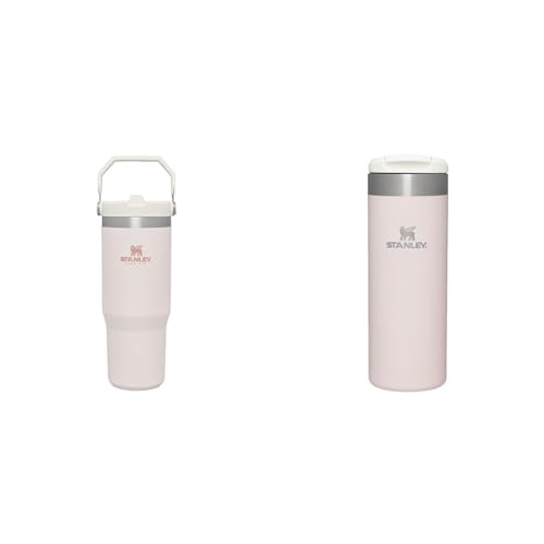 Stanley IceFlow Flip Straw Botella Agua con Pajita 0.89L - Conserva el Frío 12 Horas - Antifugas & Aerolight Transit Termo Cafe para Llevar 0.47L - Mantiene el Calor Durante 8 Horas