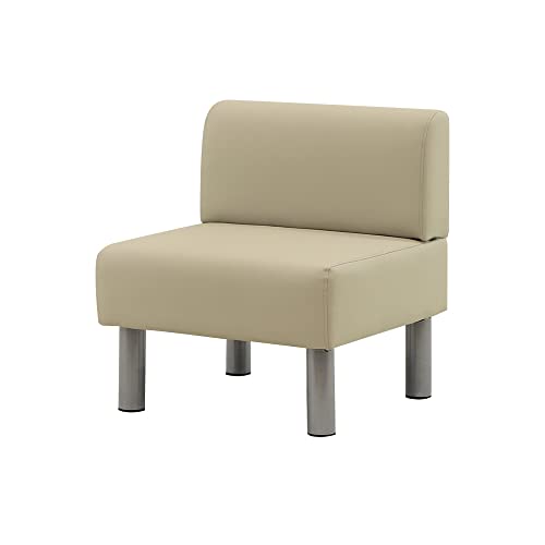 長椅子 ベンチ ソファ ロビーチェア 600mm 1人掛け 背もたれあり 待合室 ベージュ LBS-60 LOOKIT 【法人専用】