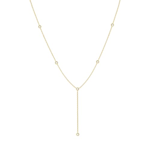 lariat necklace for womendainty gold long necklaces 14k gold plated cz lips bead y-shaped drop chain necklace simple gold layered necklaces for women trendy gold jewelry gifts for women