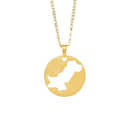 ZUDO Map Pendant Necklace 18K Gold PVD
