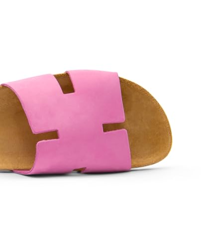 Image of Sandgrens Handmade Unisex Cork Slides | European Top Grain Leather Sandals with Soft Suede Footbed and EVA Rubber Sole | Avila