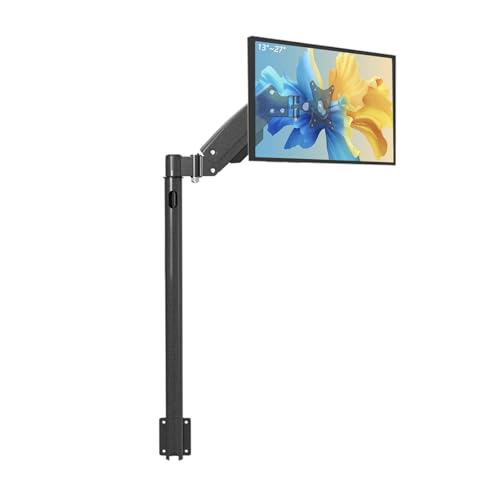 Premium Gas Spring Single Monitor Floor Stand - Adjustable Height, Sturdy TV Mount for 13-27 LCD Monitors - Holds up to 10kgs - Perfect PC Stand for Floor or Sofa Side