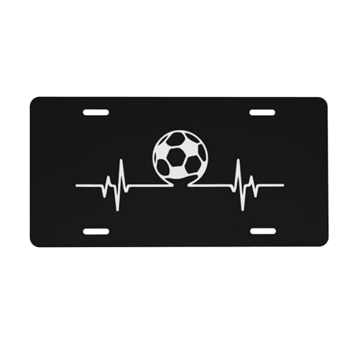 BXDEOOPWE Soccer Lover Cool Heartbeat Car Front Fake License Plate Decoration Vanity Label 6x12 Inch Front and Rear License Plates Black