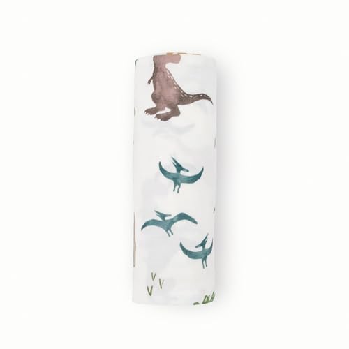 Image of Little Unicorn Large Stretch Knit Swaddle Blanket 2 Pack| Super Soft with Optimal Stretch for swaddling | Giftable Set (Dino Pals)