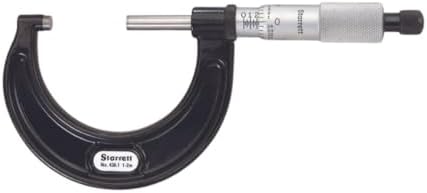 Starrett 436.1XRL-2 Outside Micrometre, Ratchet Stop, Lock Nut, Carbide Faces, 1-2" Range, 0.001" Graduation, -0.0001" Accuracy