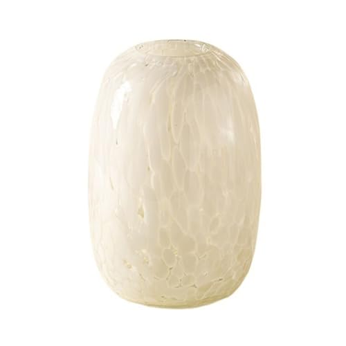 Florero para decoración Jarrón de Cristal con Lunares Blancos, Adorno Decorativo, arreglo Floral, decoración del hogar(Grande)