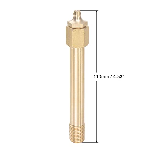 Image of uxcell Brass Straight Grease Fitting Assortment G1 /4 inch Thread 110mm Length Hydraulic Grease Fitting Accessories