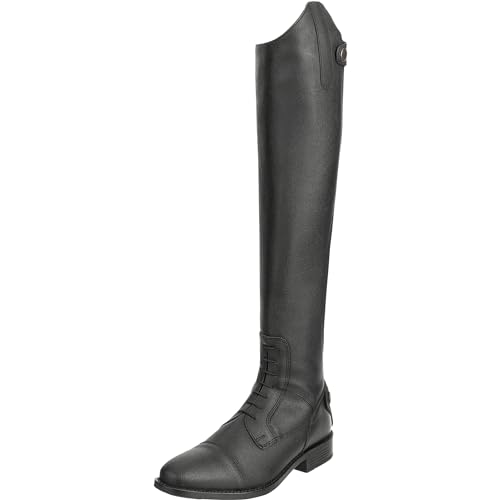 RL24 - Damen Reitstiefel Ravenna – Damen-Stiefel aus Kunstleder – Schnürstiefel mit Reißverschluss in schwarz – Reiterstiefel mit extra weichem Innenfutter – Größe 41 extra weit