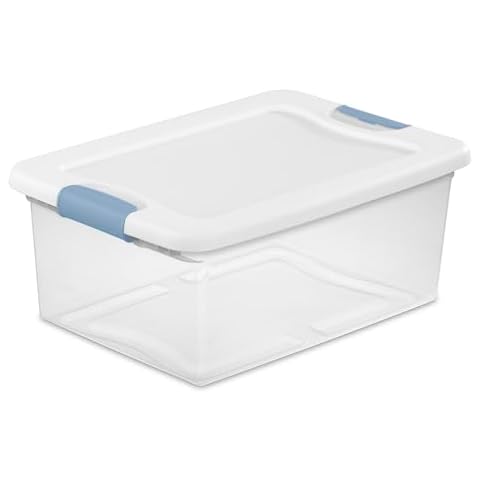 Sterilite 12-Pack Stackable Storage Bin with Lid, Clear Plastic Design, 15 Quart Cover