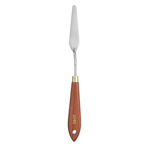 QUARKZMAN Coltello Da Pittura Strumento Pittura 8cm x 2.8cm Lama Acciaio Inox A Forma Di Lacrima Lunghezza Totale 23cm Spatola Pittura Con Foro Manico In Legno Di Faggio, Rosso/Argento