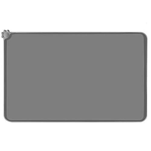 Lessmon Dog Cat Feeding Mat, Silicone Waterproof Pet Food Mat, Gray #TOP7