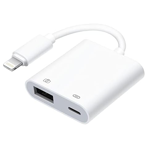 [Apple MFi Certified] USB Camera OTG Adapter with Charging Port, Lightning Male to USB Female Adapter for iPhone/iPad/Card Reader/USB Flash Drive/Keyboard/Mouse Plug and Play Cover