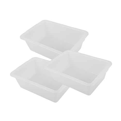 AUTSUPPL 3pcs Rectangular Plastic Storage Bin Utility Tote Bus Tub for Dish Washing Food Prep Organization Kitchen Restaurant and More Material