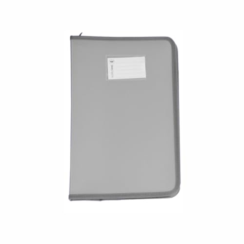 Image of Worldone Zipper Display Book Folder for Documents, with Name Card, Made of 0.8mm Virgin PP Material with 20 Bound Plastic Binder Sleeves, Size FC (fullscap), Grey, Set of 1