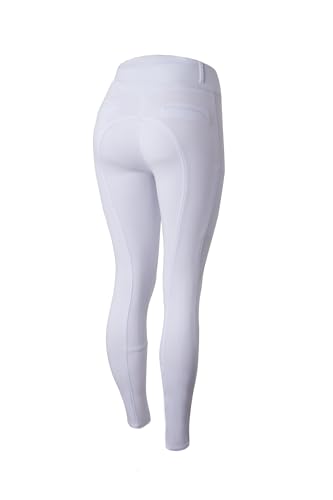 Horze Pantalones De Equitación Para Mujer Mira, Leggings De Montar Con Bolsillo Para El Móvil Y Asiento Completo, Blanco, Eu40 Horze Pantalones De Equitación Para Mujer Mira, Leggings De Montar Con Bolsillo Para El Móvil Y Asiento Completo, Blanco, Eu40