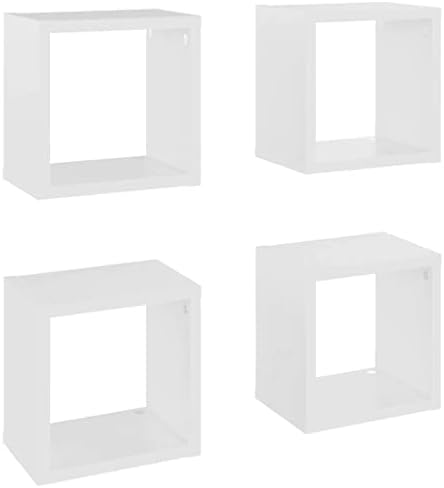 vidaXL 4x Wall Cube Shelf Home Living Room Furniture Shelving Ledges Storage Hanging Floating Shelf Wall Unit Cube Organiser Set Black