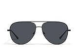 QUAY - Sunglasses for Men & Women, Polarized Aviator Lenses with UV Protection, Oversized Sunglasses (High Key Extra Large, Black/Fade Smoke)