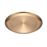 STOBAZA Plato de Acero Inoxidable Dorado Bandeja Resistente para Servir Alimentos Cocina Hogar Restaurante y Eventos