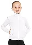 cheerleading jackets cheap Hergestellt in den USA STRETCH IS COMFORT Mädchen und Damen Dance Cheer Baumwolle Warm Up Jacke, White, M