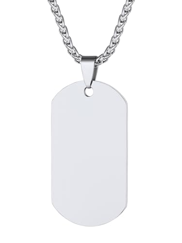 Richsteel Hip Hop Military Army Style Carbon Fiber/Bible/Bullet Dog Tags Pendant Necklace for Men Women Stainless Steel/18K Gold Plated Personalized ID/Name Jewelry (with Gift Box)