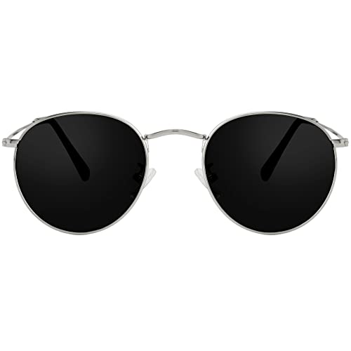 Image of Kursan Small Round Metal Polarized Sunglasses for Men Women Mirrored Lens Classic Circle Sun Glasses