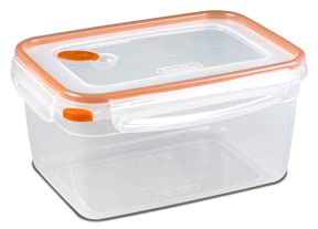 Sterilite Ultra-Seal REPLACEMENT LID Rectangle Lid, Clear/Tangerine, Fits 5.8, 8.3, 12.0-Cup Containers, (LIDS ONLY) 2-Pack