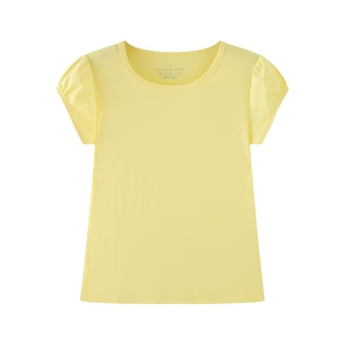 Image of Huata Girls Short Puff Sleeve Tee Basic T-Shirt 2 Packs Crewneck