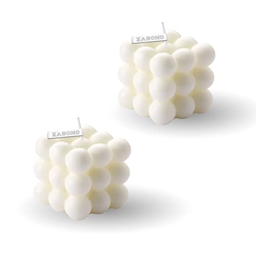 2 pz Bubble Candle Bubble Candle Colore Bianco Decorazione Della Casa Luminosa Candela Alla Moda Candele A Mano Cubo Candela per Camera Da Letto Decorazioni Bagno Estetico Astratto Decor Set