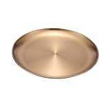CIYODO Plato de Acero Inoxidable Dorado Bandeja Resistente para Servir Alimentos Casa Restaurante y Fiestas para Reuniones y Uso Diario