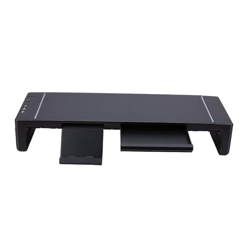 SUNGOOYUE Elevador de Pantalla de Computadora, Soporte Plegable Ajustable con Soporte para Teléfono y Cajón de Almacenamiento para Computadora Portátil, TV, Altavoz, Impresora, Estación
