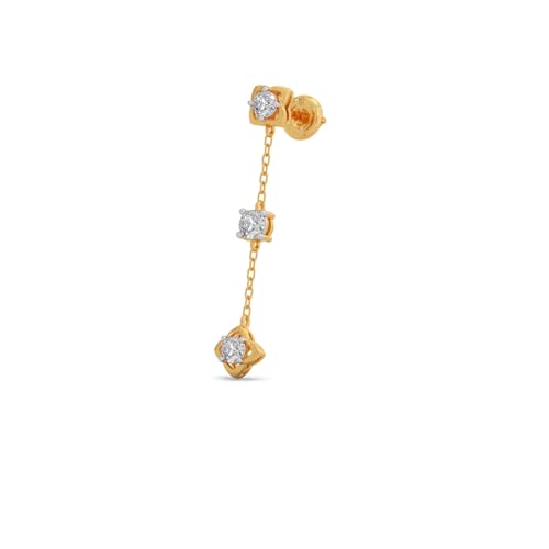 Image of Lab Grown Diamond 14K Yellow Gold Earrings for Women|BIS Hallmark|0.38ct Certified Diamond Set in Prong for Birthday, Anniversary