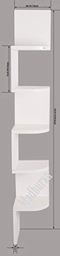 Image of Madhuran Zigzag Engineered Wood Wall Mounted Decorative Corner Shelf Set of 5 (Matte,White) Lving Room Bathroom Kitchen Bedroom Accessories Storage Shelves Racks