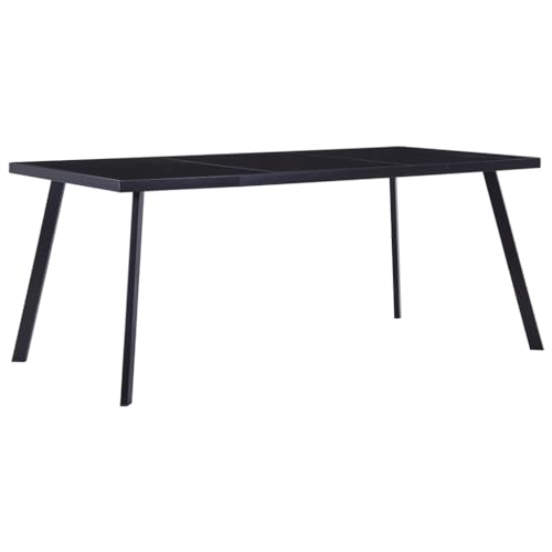 Zeehear Table de salle à manger moderne et durable en verre trempé avec pieds en acier - Noir - 160 x 80 x 75 cm
