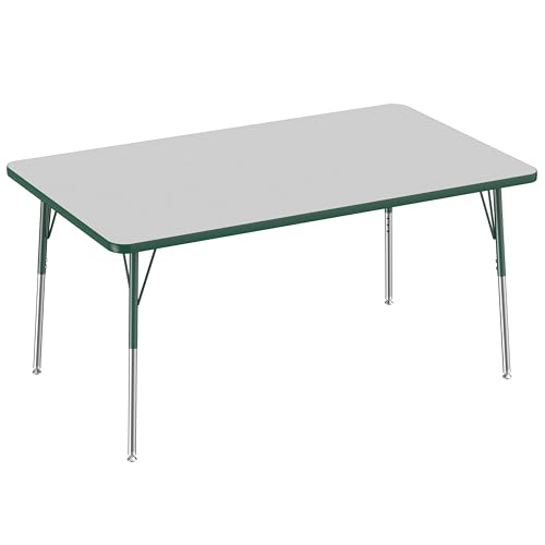 FDP 36" x 60" Rectangle Table with Swivel Glide Legs - Gray/Green