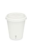 8oz Compostable Coffee Cups – Single Wall PLA-Lined Paper Cups for Hot Drinks – Biodegradable Eco-Friendly Disposable to-Go Cups with Lids – 50 Pack – Pure White