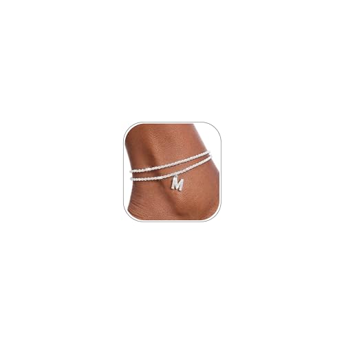 Astravia Fußkettchen für Damen 925 Sterling Silber Buchstaben Fussketten mit Anhänger Silber Fußkette Verstellbar Personalisierte Alphabet Fußkette Sommer FußSchmuck Geschenk für Frauen