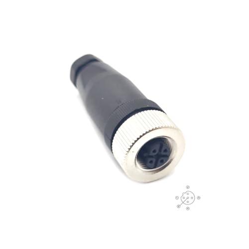 M12 5 Pin B Code Female Connector, B Code Field Assembly Industrial Circular Connector Wireable Sensor Straight Type Adapter for PG7 Cable 125V 4A