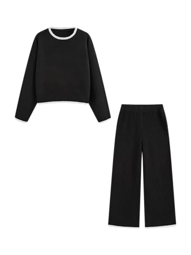 CIDER Womens Knit Lounge Set Sweater Pants Two Piece Outfits Soft Cozy Pajamas