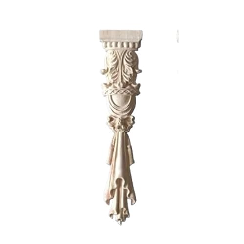 Carved Wood Fireplace Cabinet Vertical Flower Column Decoration(14.5X5cm)