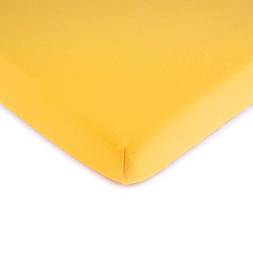 SheetWorld Fitted 100% Cotton Jersey Square Play Yard Sheet Fits Joovy 38 x 38, Solid Lemon, Made in USA