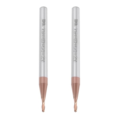 Briny River 2Pcs 1.5mm Ball Nose End Mill AlTiN Coated HRC55 Tungsten Carbide for CNC Engraving