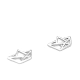  925er Silber Papierboot Ohrstecker - Origami Ohrschmuck Papierschiffchen