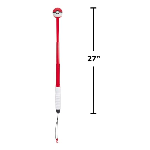 Pokémon JPT1564 - Pokéball, ausfahrbarer Ballwerfer für Hunde - portables Wurfgerät mit Riemen und 6 cm großem Gummiball